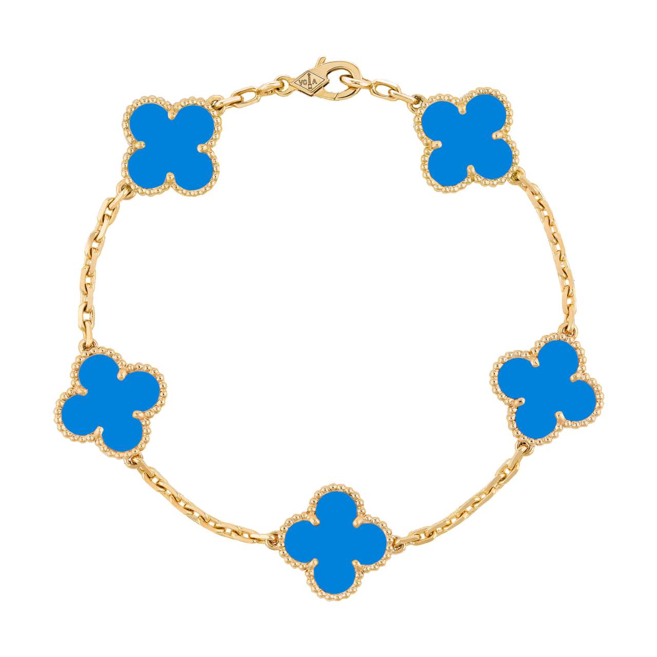 Gold and Blue Clover Bracelet