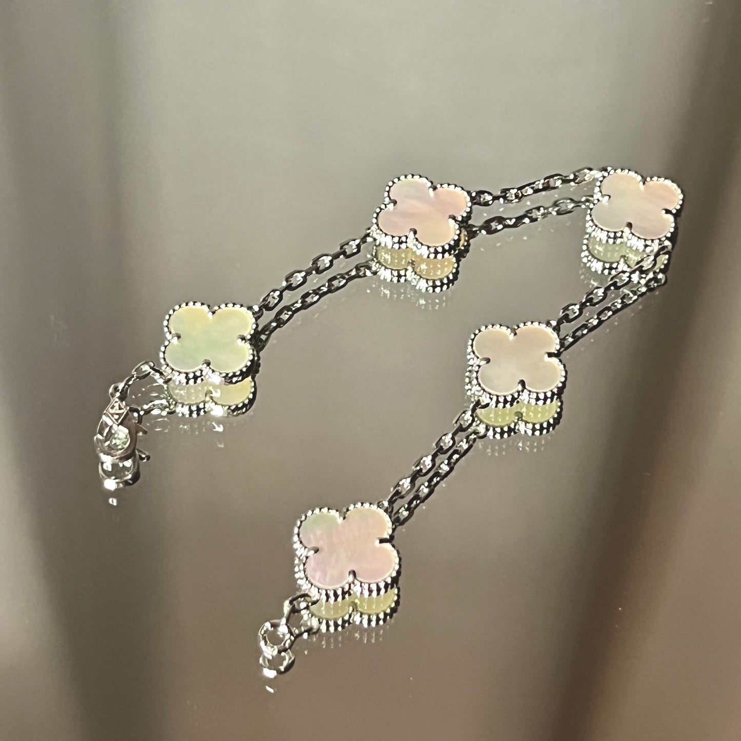 Bracelet Trèfle Argent et Blanc