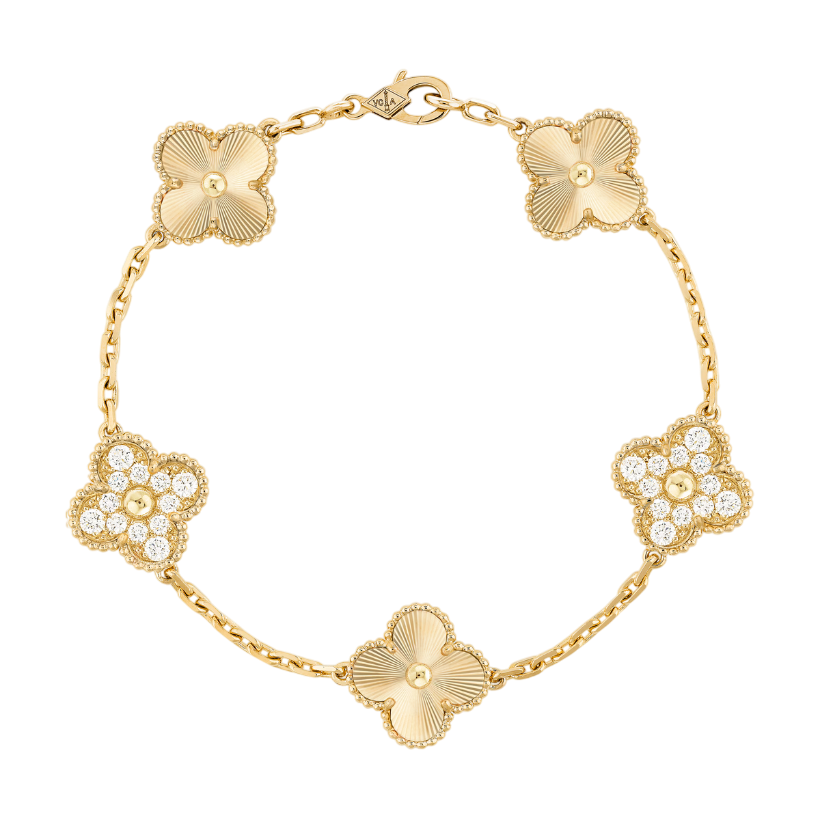 Bracelet Trèfle et Strass Or