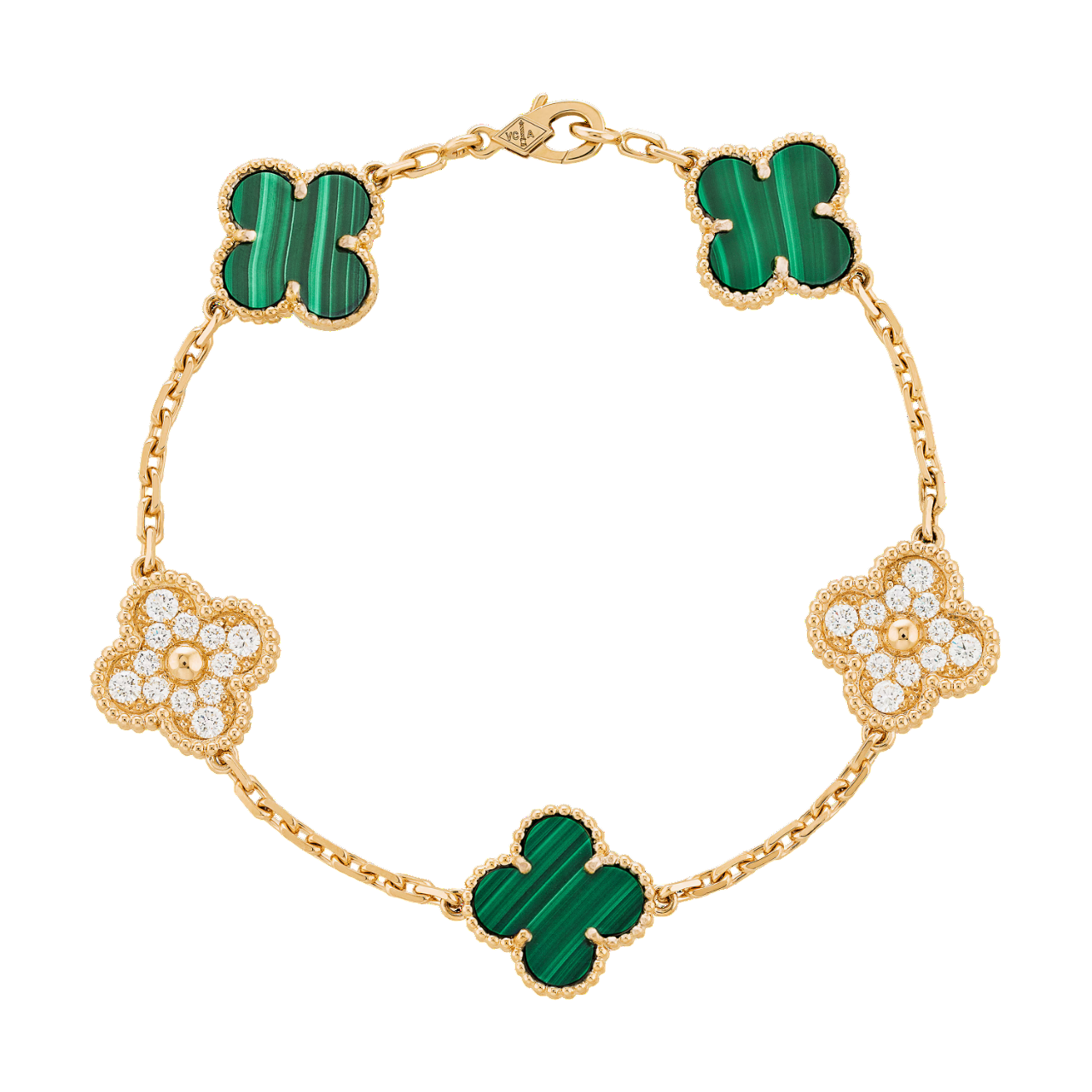 Bracelet Trèfle Strass Or et Vert