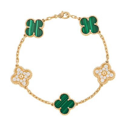 Bracelet Trèfle Strass Or et Vert
