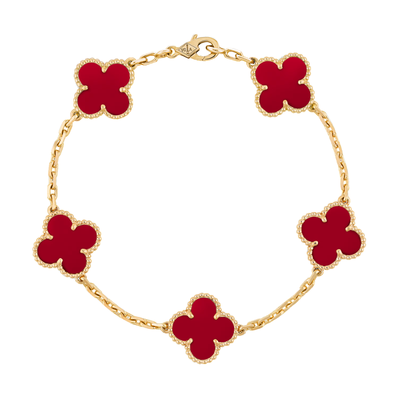 Bracelet Trèfle Or et Rouge