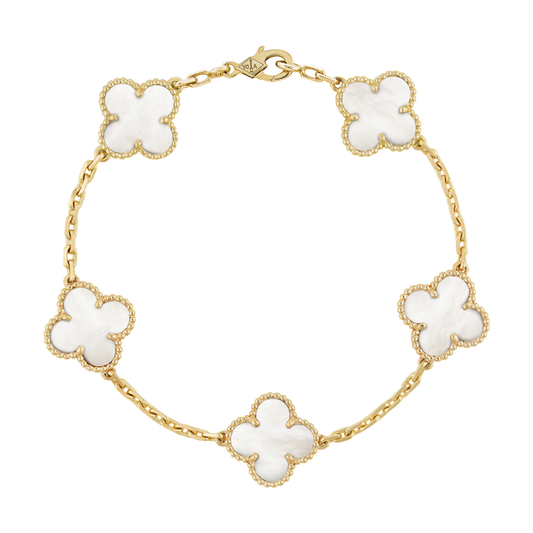 Gold and White Clover Bracelet