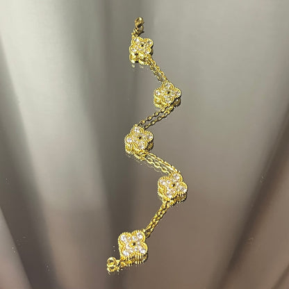 Bracelet Trèfle Strass Or