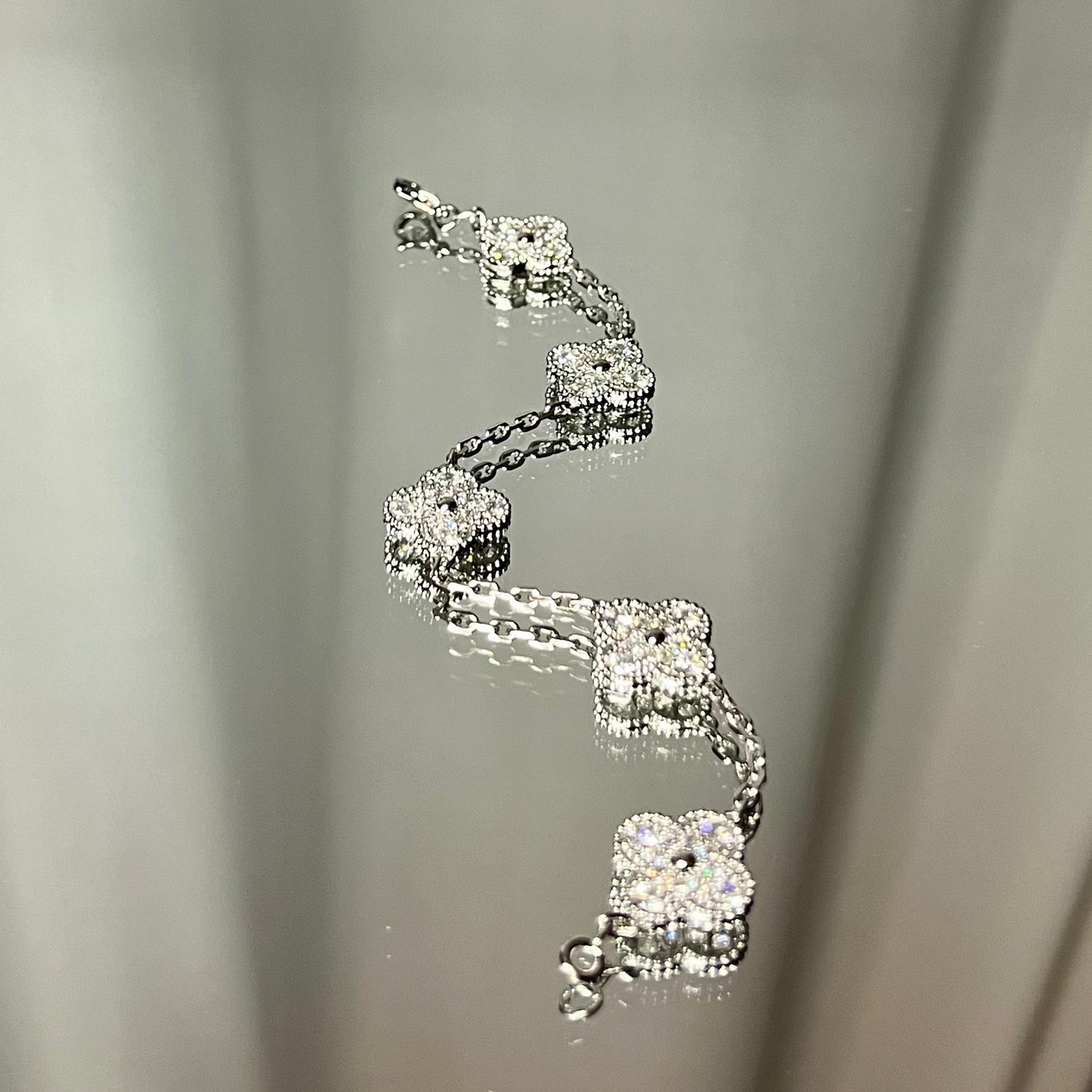 Bracelet Trèfle Strass Argent