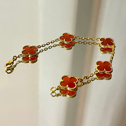 Bracelet Trèfle Or et Rouge