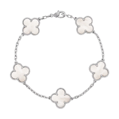 Bracelet Trèfle Argent et Blanc