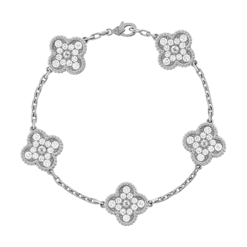 Bracelet Trèfle Strass Argent