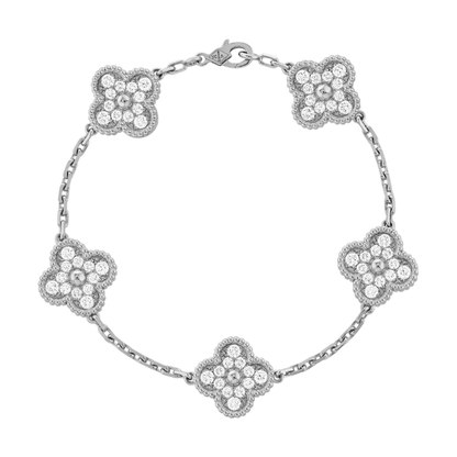Bracelet Trèfle Strass Argent