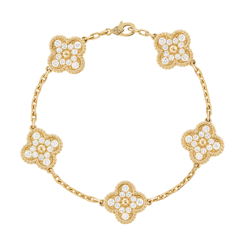 Bracelet Trèfle Strass Or