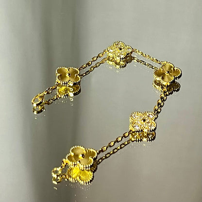 Bracelet Trèfle et Strass Or