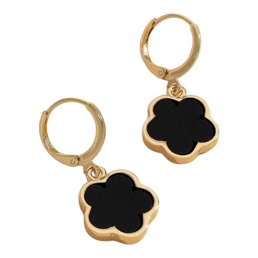 Gold and Black Clover Earrings